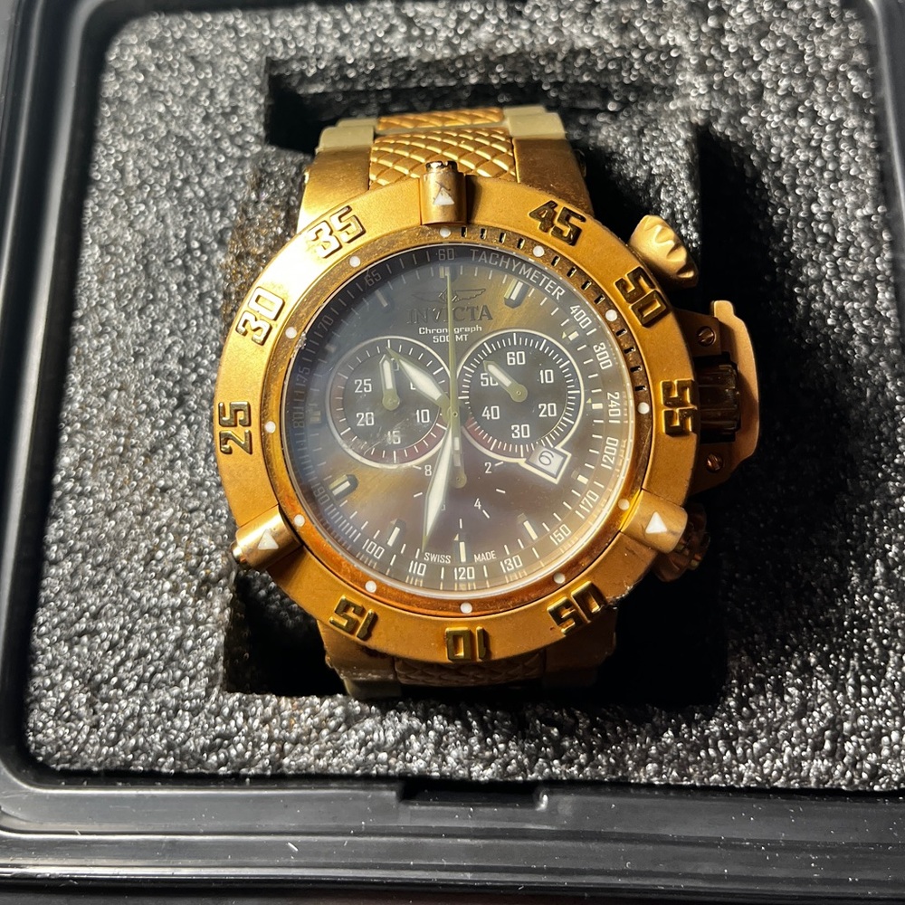 Invicta Subaqua Noma III Swiss Made Chronological Olive Dial Poly Watch